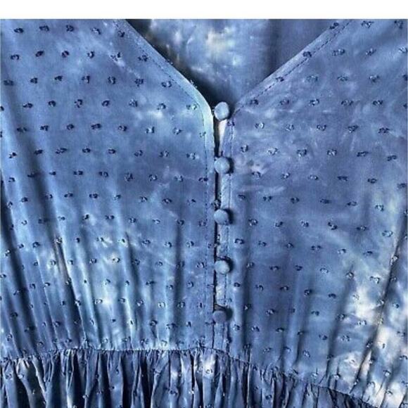 Torrid Tea-Length Chiffon Clip Dot Blue Tie Dye Midi Dress Plus Size 1 1X new!!! - Picture 12 of 13